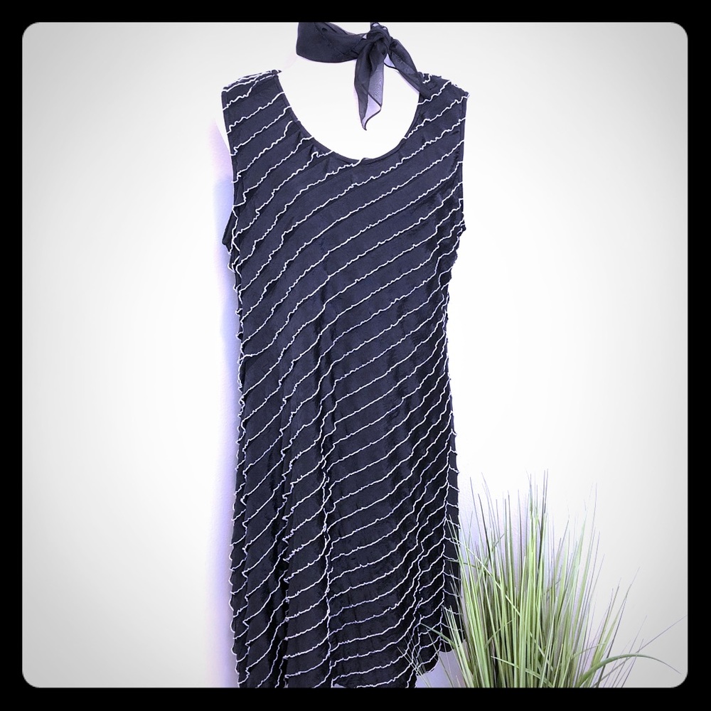 Christopher & Banks Black Ruffle Midi Dress Women’s XL